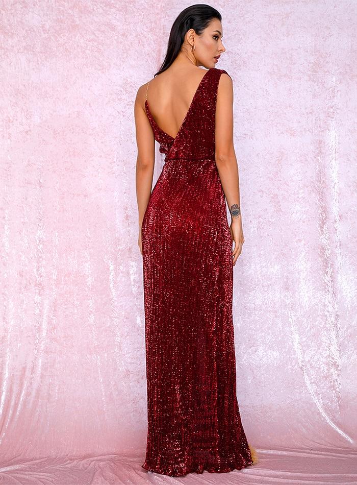 Sleeveless Red Floor Length Elegant Evening Dress Uniqistic