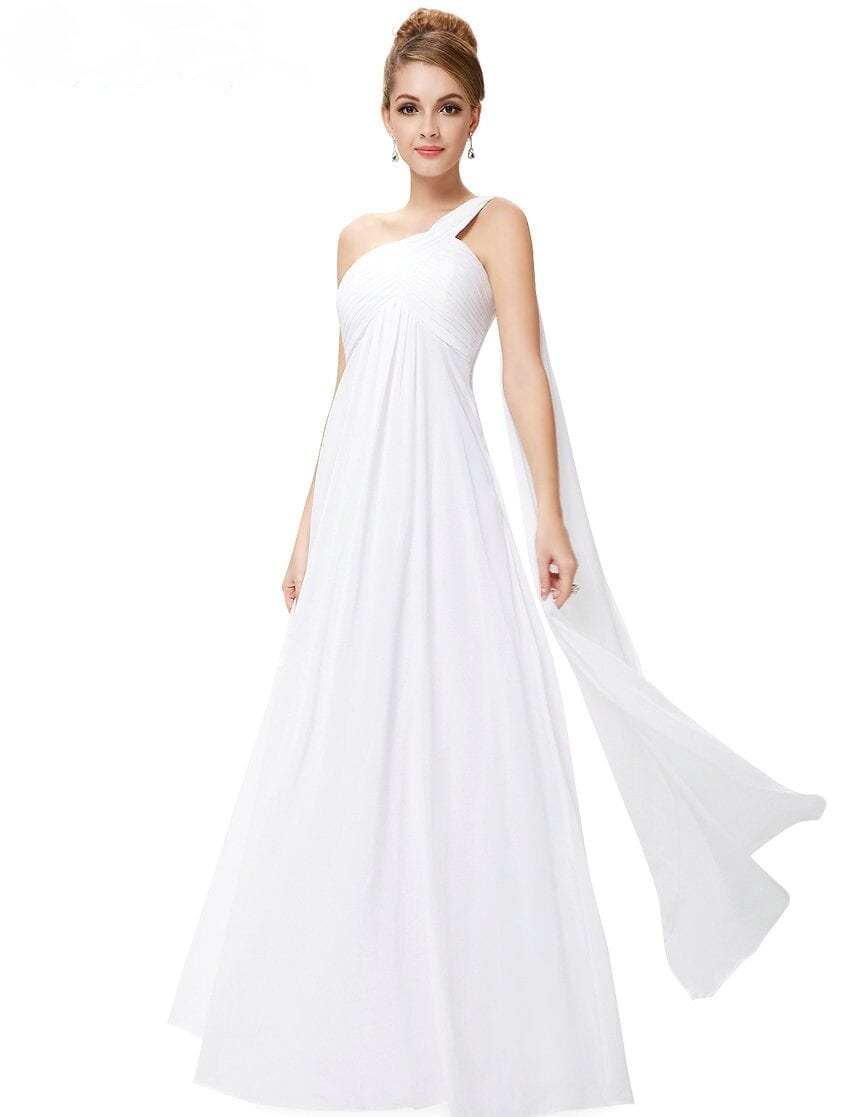 A-line One Shoulder Ruffles Padded Long Bridesmaid Dress