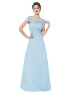 Lace Neckline Open Back Ruched Bust Bridesmaid Dress - Uniqistic.com