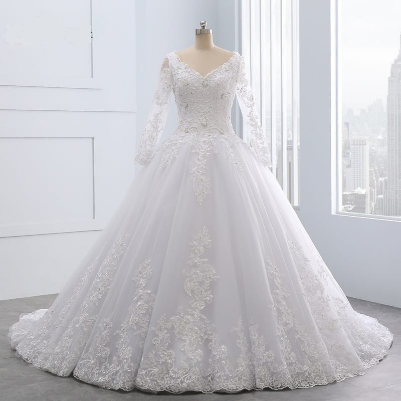 Luxury Vintage Long Sleeves Lace Wedding Dress | Uniqistic.com
