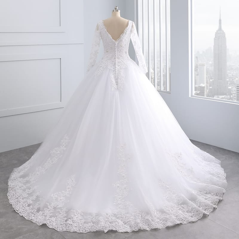 Luxury Vintage Long Sleeves Lace Wedding Dress
