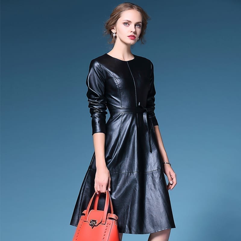 Long Sleeve Leather Dress | Uniqistic.com