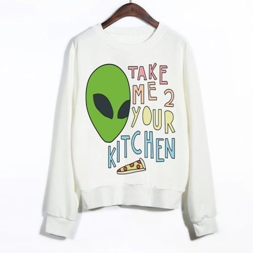 Punk Funny Alien Printed Sport Sweatshirt in Hoodies & Sweatshirts