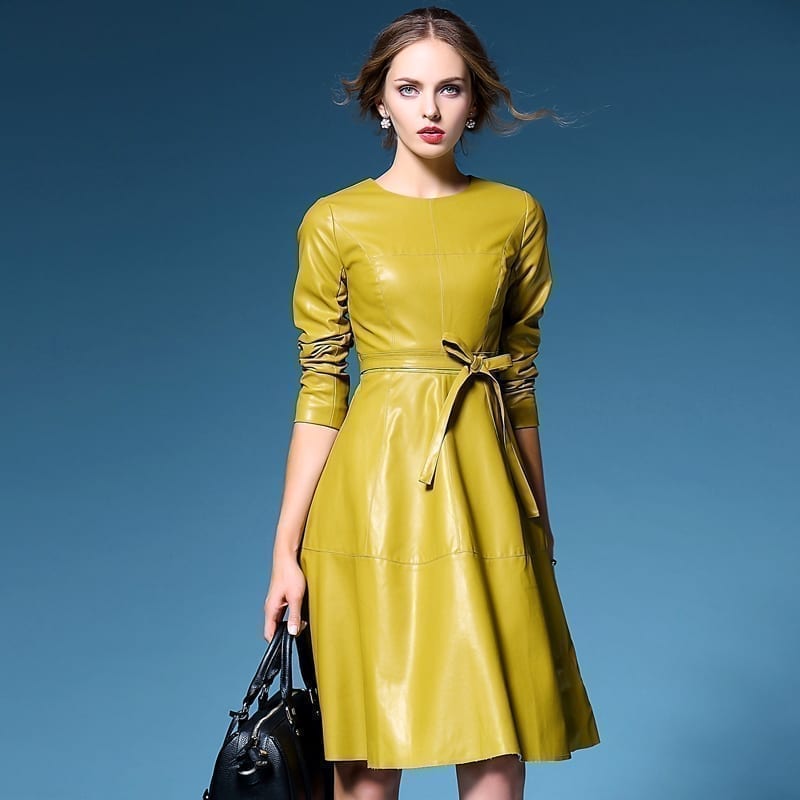 Long Sleeve Leather Dress | Uniqistic.com