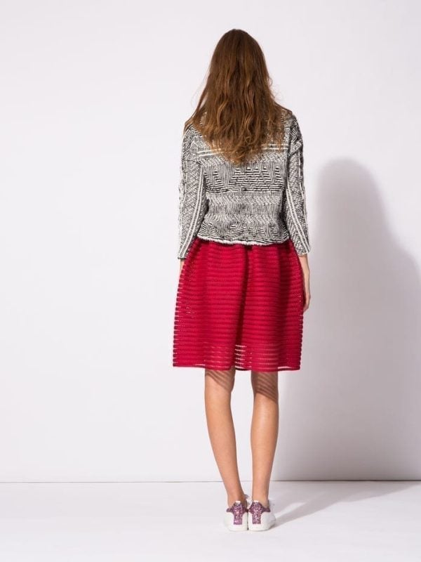 Striped Hollow-out Fluffy Skirt