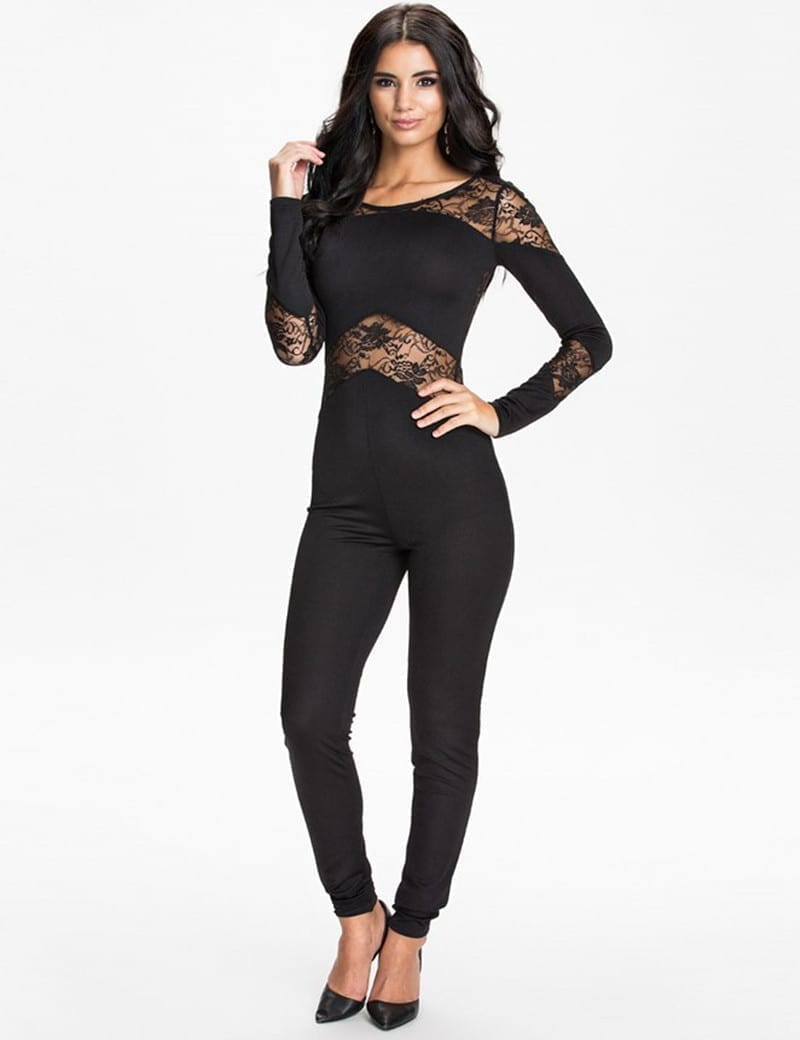 Long sleeve overalls with lace bodysuit - Uniqistic.com