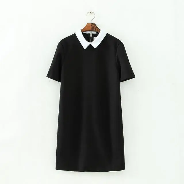 Turn-down Short Sleeve A-line Dress