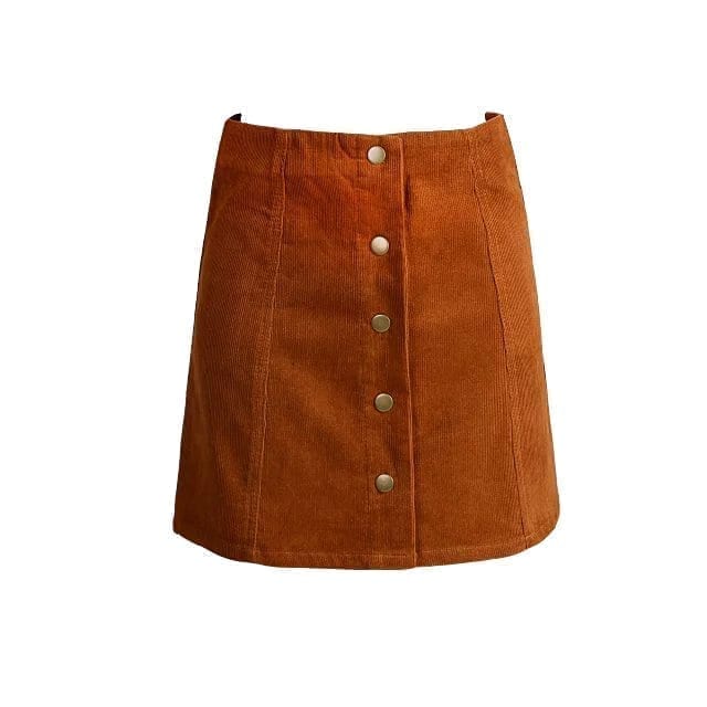 Petite Vintage Corduroy Button Front A-line Skirt