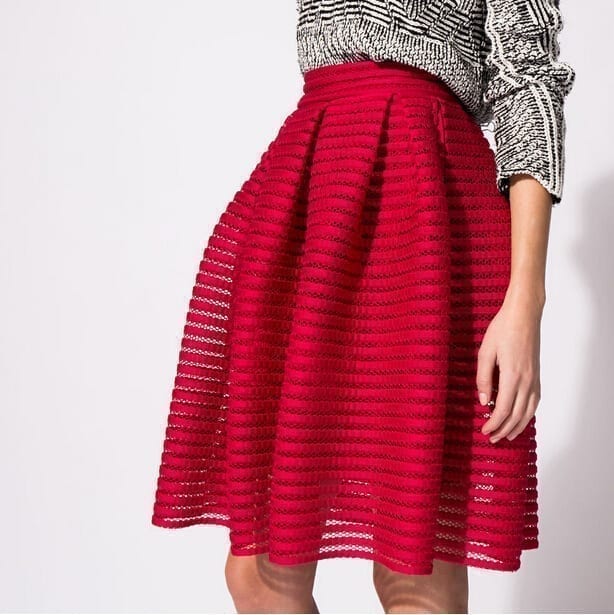 Striped Hollow-out Fluffy Skirt