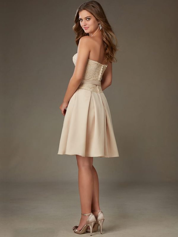 Sweetheart Short Lace Sequined Sashes A-line Bridesmaid Dress