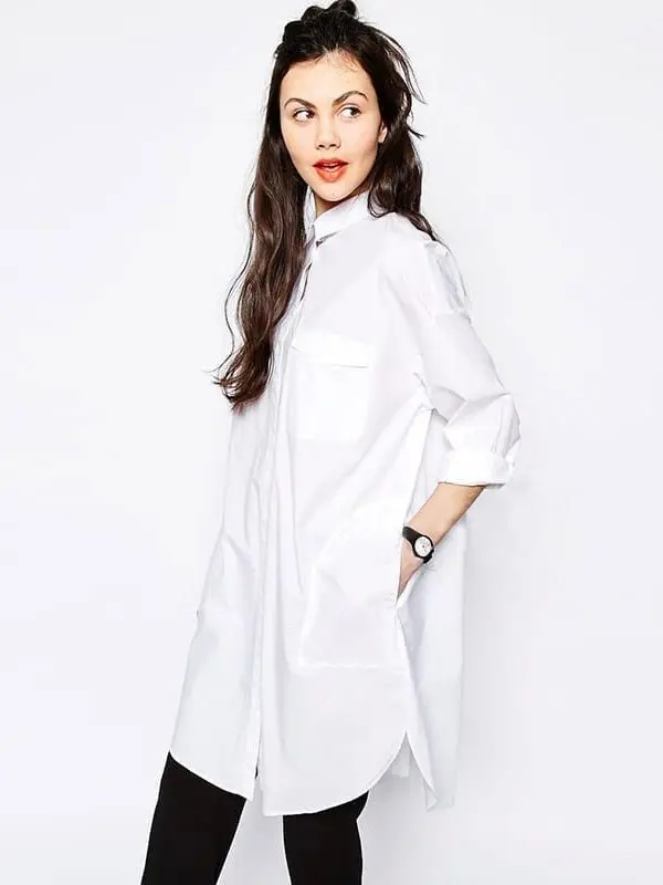 Simple Design Long White Shirts in Blouses & Shirts