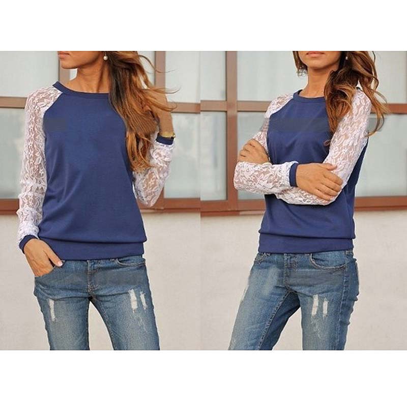 Solid O Neck Casual Long Sleeve Blouse