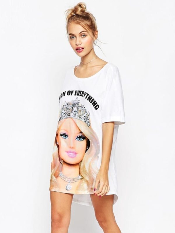 Summer T-shirt Princess Print Loose Casual Mini Dress