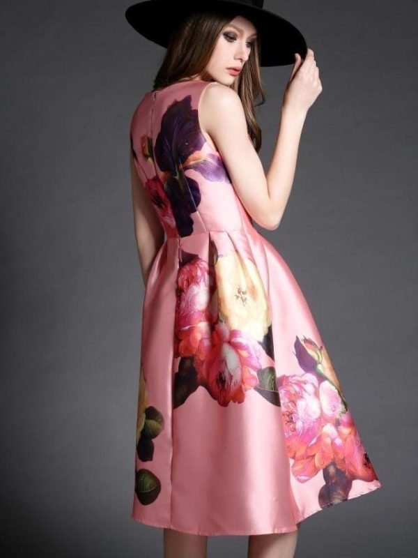 Elegant Fashion Print Tank Dress in Dresses