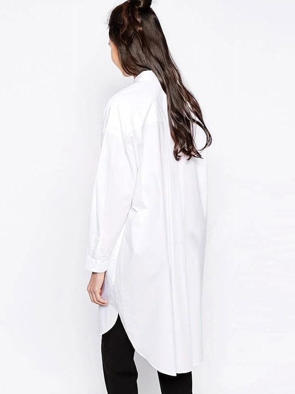 Simple Design Long White Shirts