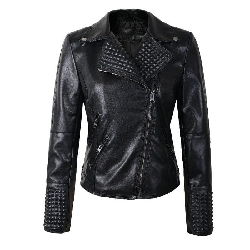 Women Leather Rivet Jackets | Uniqistic.com