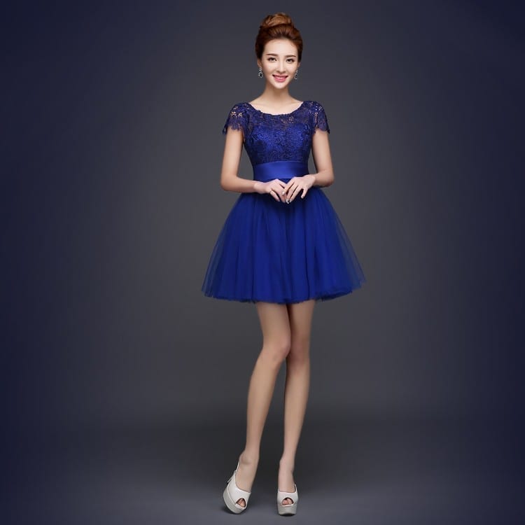 Royal Blue A-line Short Bridesmaid Dress
