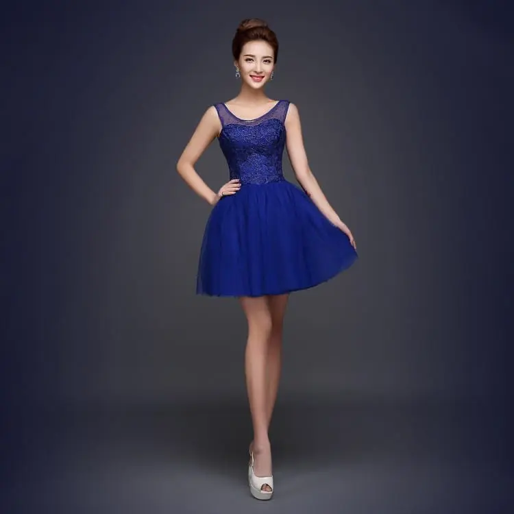 Royal Blue A-Line Short Bridesmaid Dress | Uniqistic.com