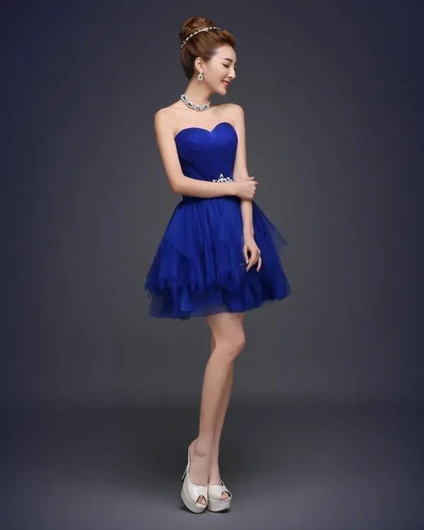 Royal Blue A-line Short Bridesmaid Dress