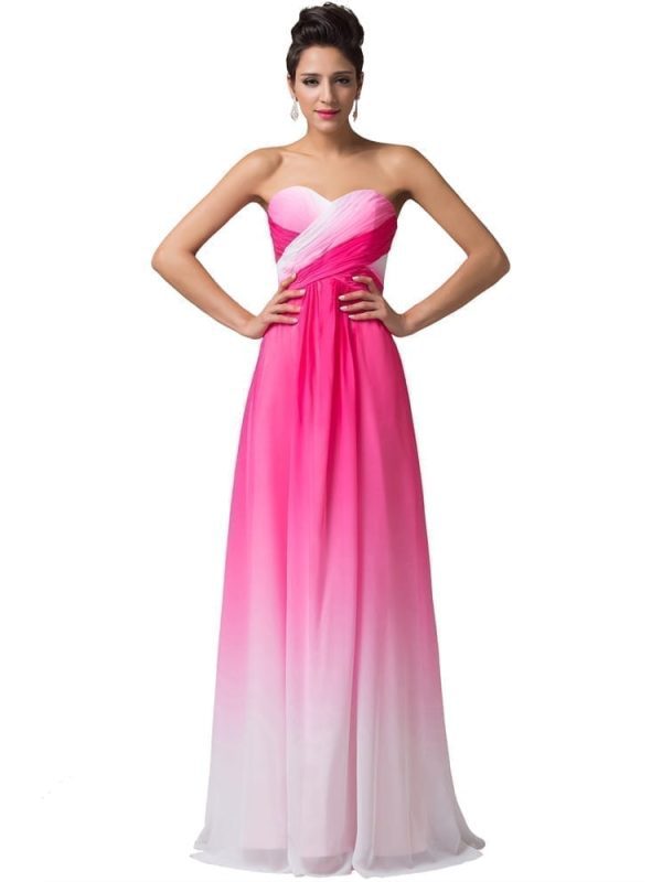 A-Line Ombre Chiffon Long Evening Bridesmaid Dress in Bridesmaid dresses