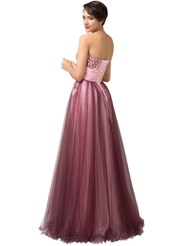 Elegant Strapless Tulle Long Evening Dress