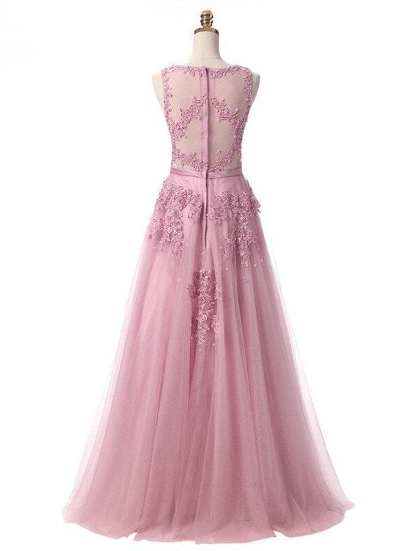 Sleeveless Lace Beading Long Evening Dress