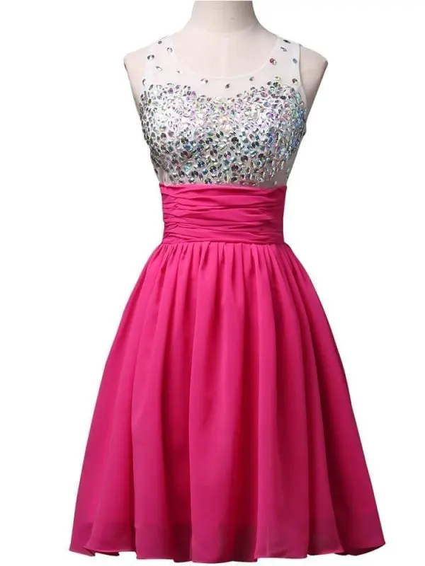 Knee Length Deep Pink Cocktail Dress