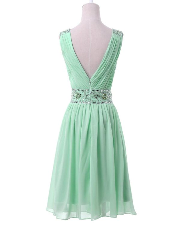 Mint Green Short Chiffon Sequin Bridesmaid Dress