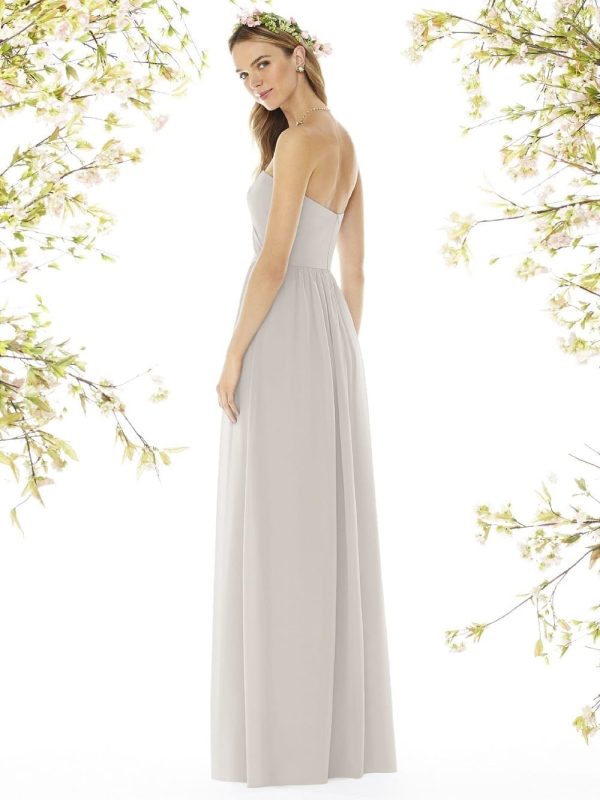 Double Slit Side Gray Chiffon A-line Bridesmaid Dress