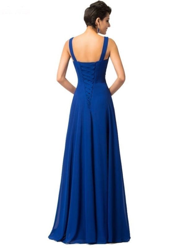 Pretty Floor Length Blue Bridesmaid Dress