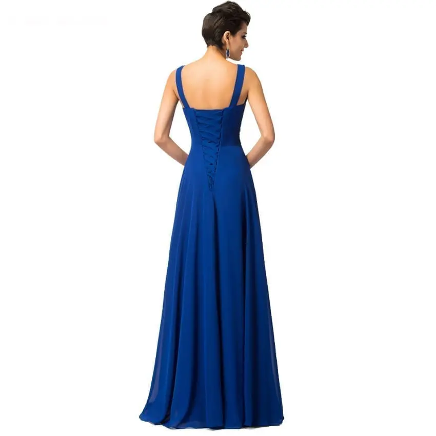 Pretty Floor Length Blue Bridesmaid Dress