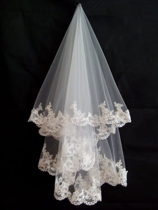 1.5 Meters Lace Appliques Tulle Bridal Veil