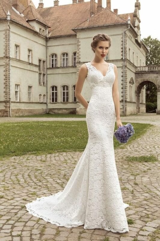 Front lace wedding dress