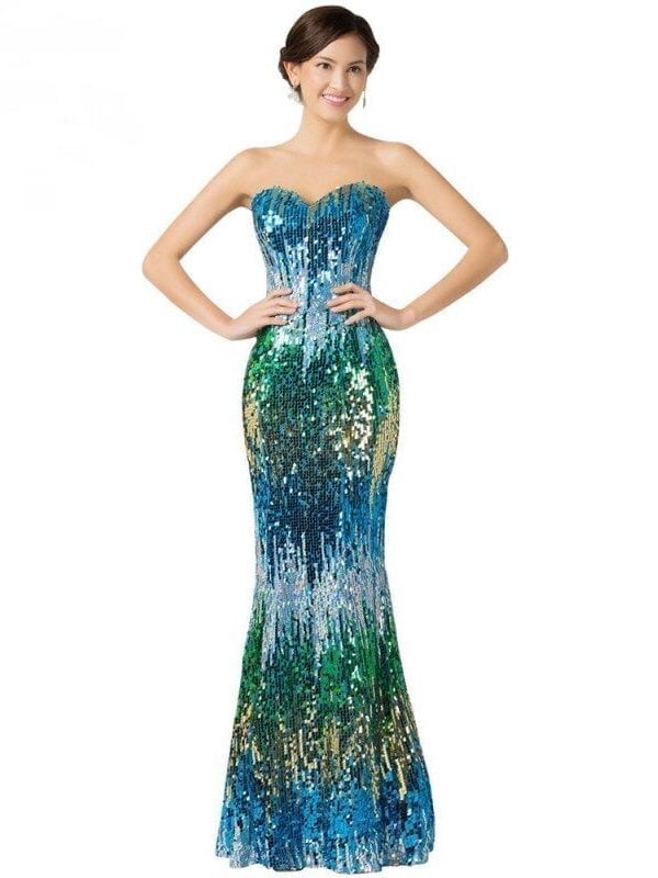 Sweetheart Colorful Sequins Lace Evening Dress