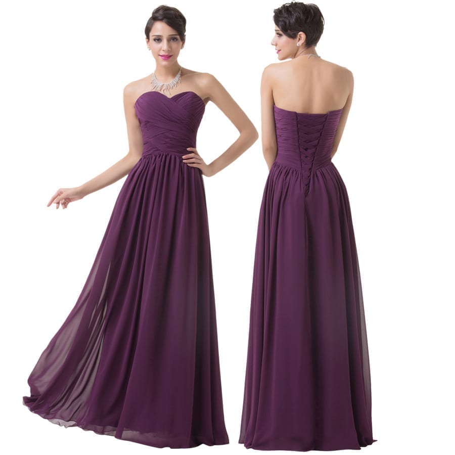 Elegant Long Purple Chiffon Bridesmaid Dress | Uniqistic.com