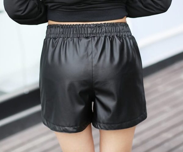 Leather Black Shorts With Pockets