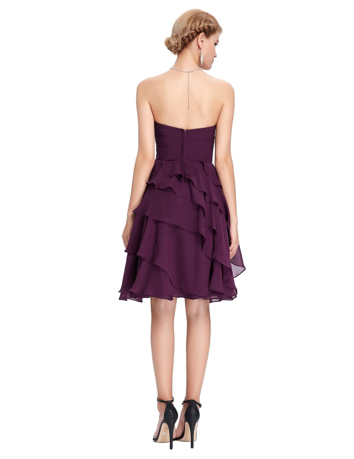 Short Purple A-line Knee-length Bridesmaid Dress