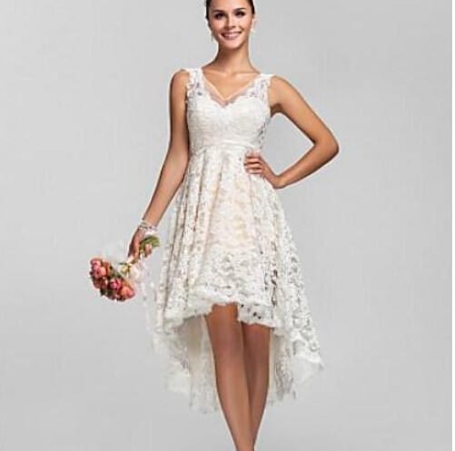 Lace High Low A-line Vintage Wedding Dresses