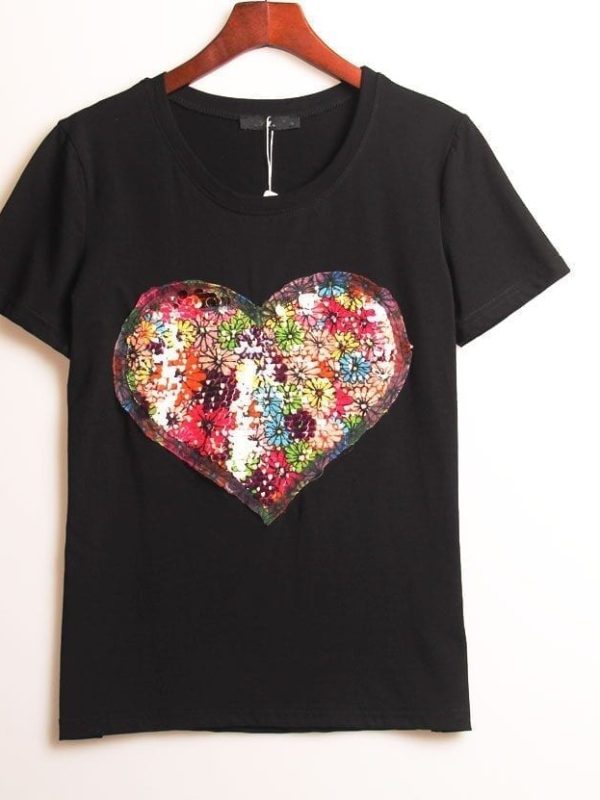 Sequined Love Heart T-shirt