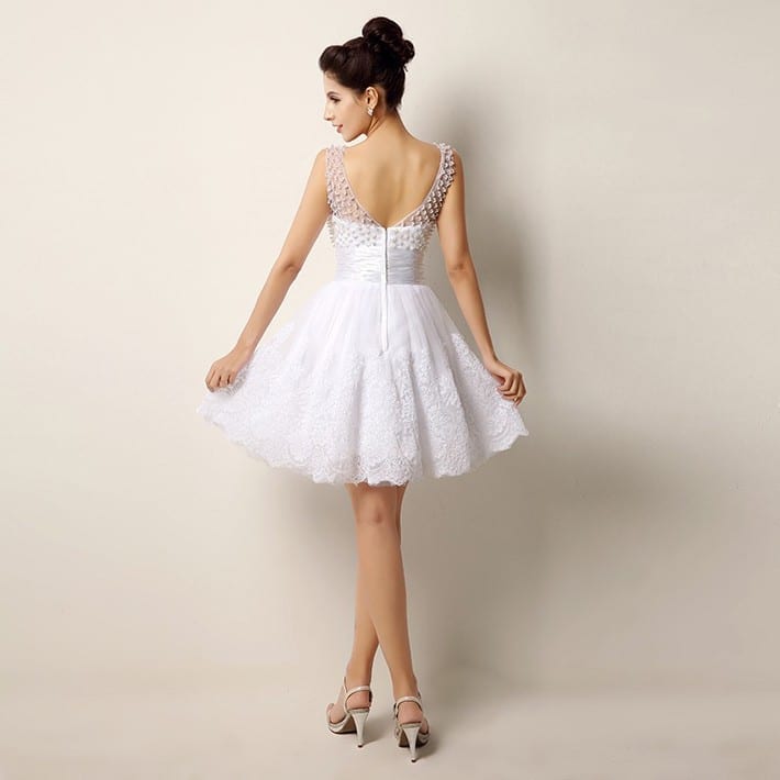 Vintage Lace Beading Short Wedding Dress | Uniqistic.com