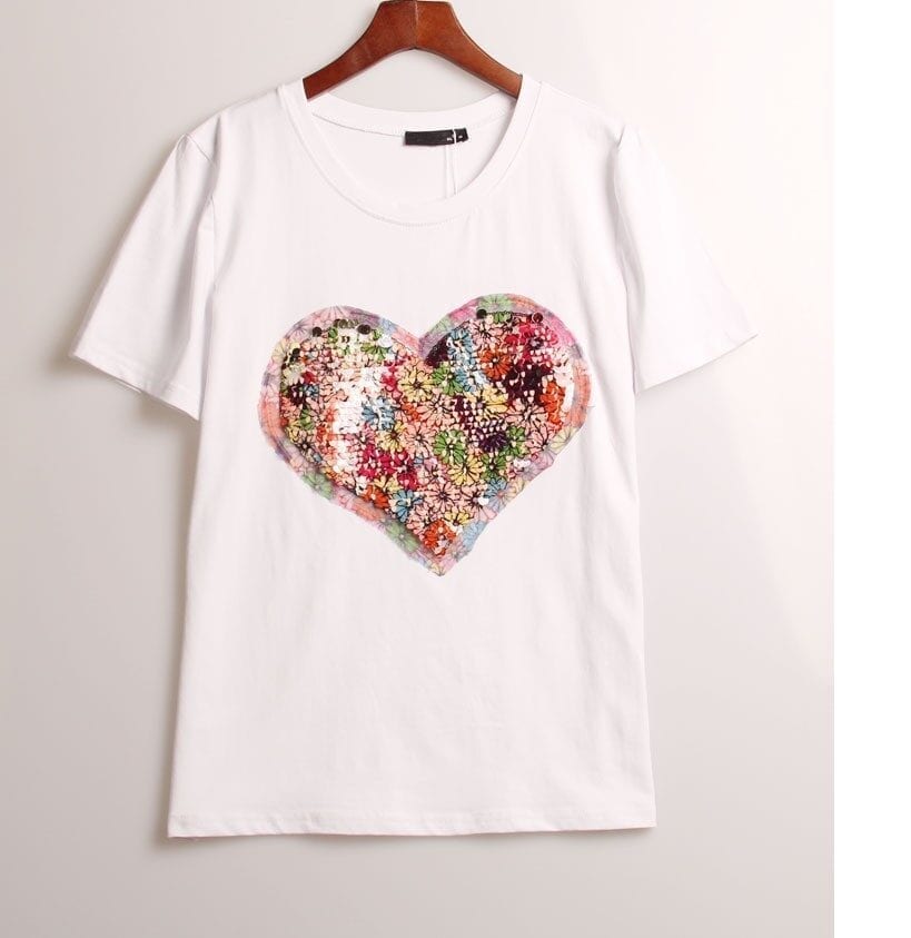 Sequined Love Heart T-shirt