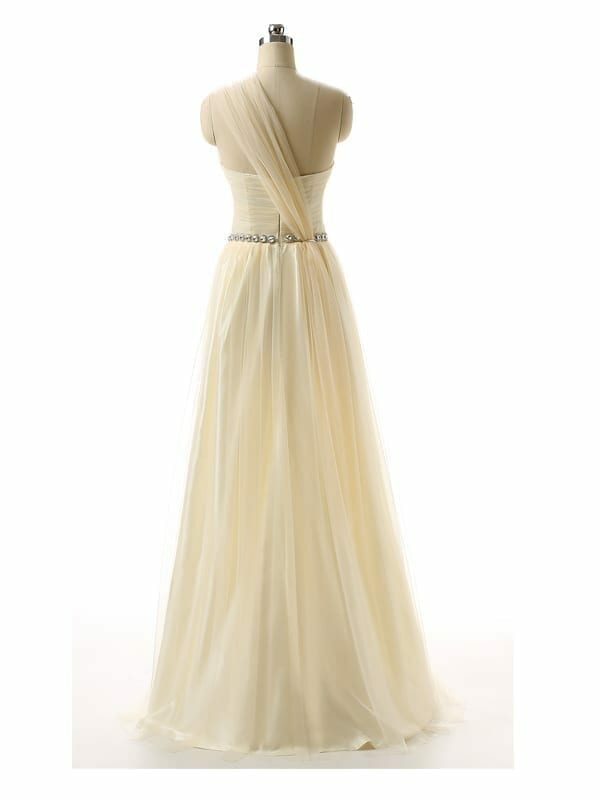 Elegant One Shoulder Tulle Purple Bridesmaid Dress