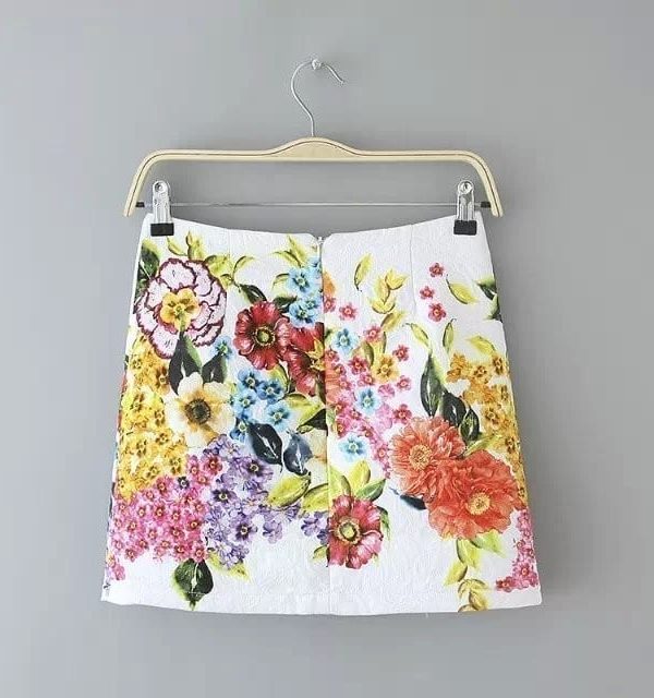 Vintage Floral Print Mini Skirt