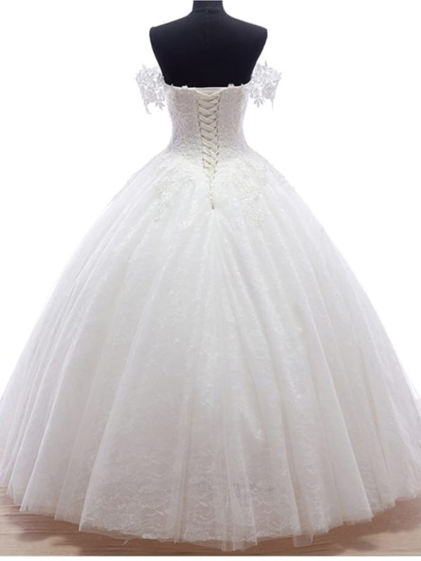 White Ivory Lace Up Princess Wedding Dress