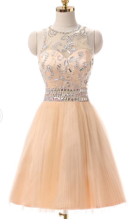 Crystal Beads A-line Draped Bridesmaid Short Dress