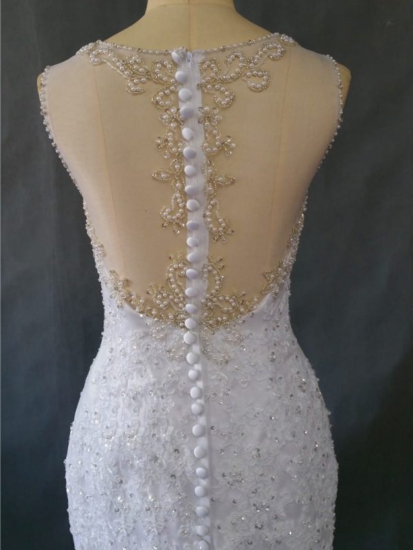 Vintage Lace Pearls Beading Mermaid Wedding Dress