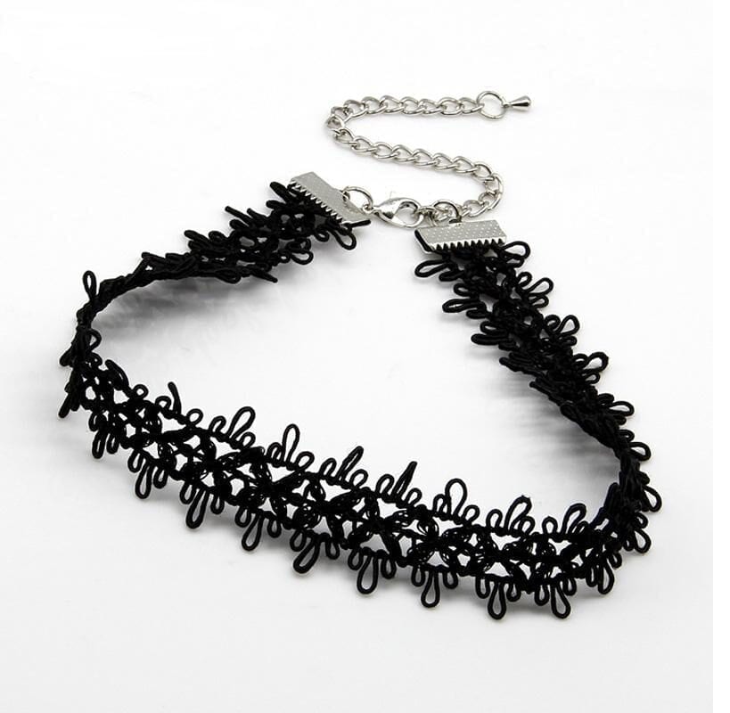 Hollow Out Lace Black Choker Punk Vintage Necklace With Chain Chic ...