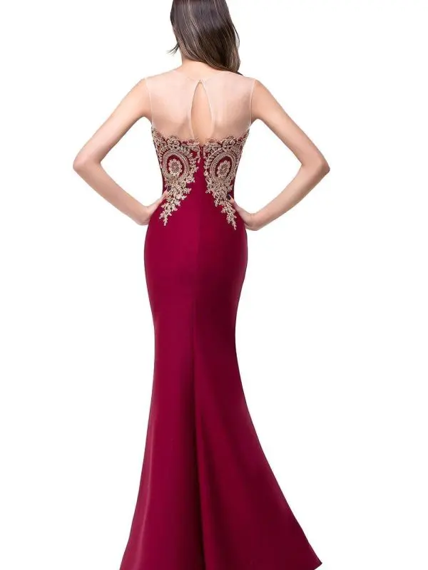Long Appliques Backless Mermaid Lace Evening Bridesmaid Dress in Bridesmaid dresses