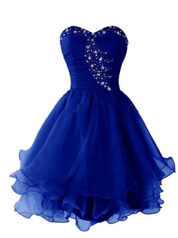 Royal Blue Beading Sweetheart Short Prom Dress With Ruffles in Homecoming Court Dresses