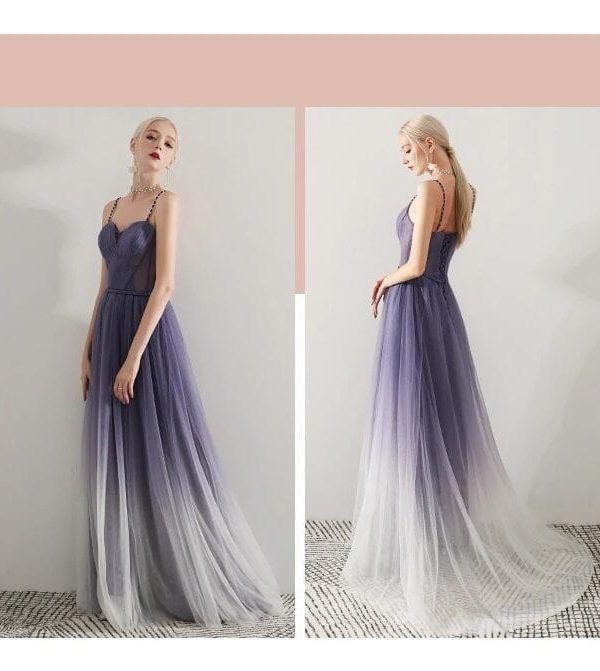 Soft Tulle Pleat A-line Long Prom Dress